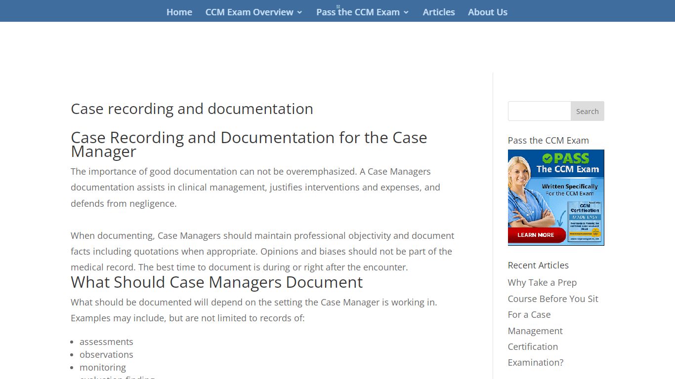 Case recording and documentation - Case Management Study Guide